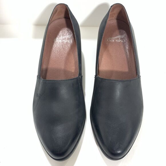 Dansko Black Leather Wedged Comfort Professional Shoes Size 38 EU 7.5-8 US - Picture 4 of 16